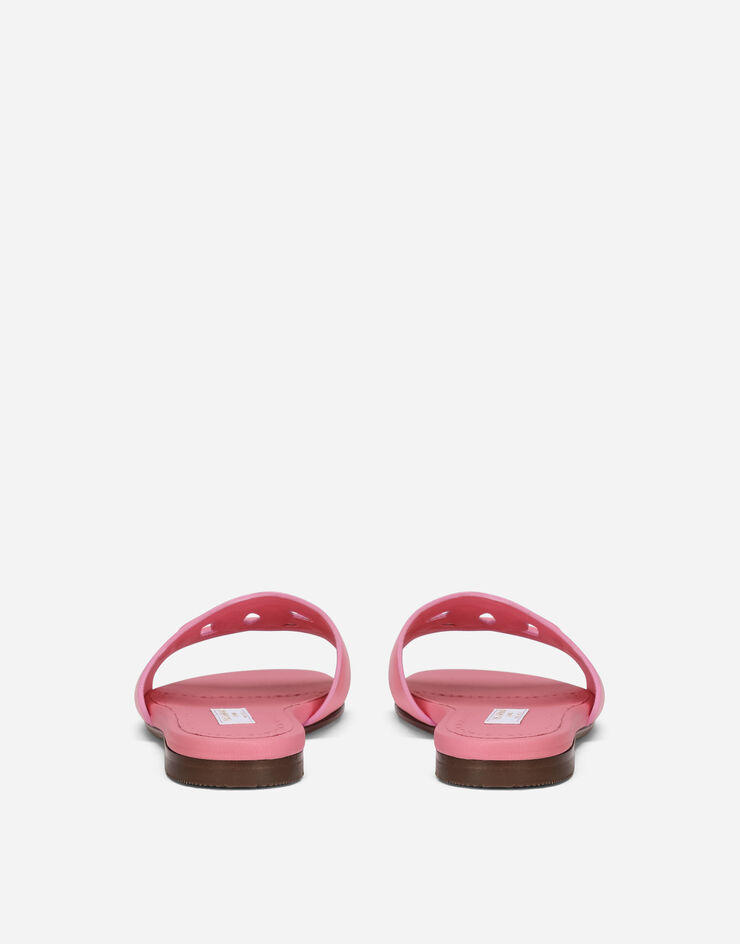 Dolce & Gabbana Leather and rubber sliders with DG Millennials logo Pink D11032A1735