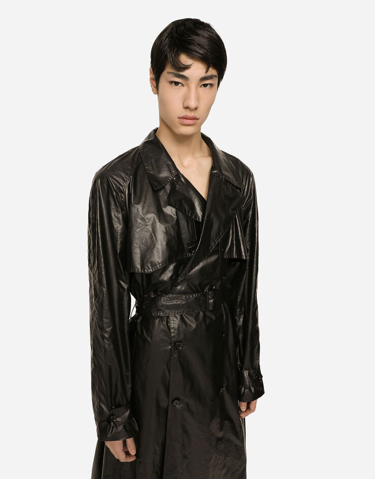 Dolce&Gabbana Coated nylon double-breasted trench coat Multicolor G016OTGF777