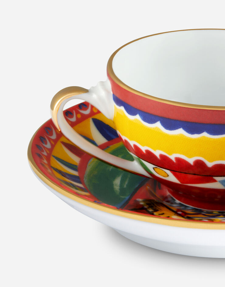 Dolce & Gabbana Tasse à Café avec Soucoupe en Porcelaine Multicolore TC0100TCA22