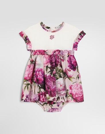 Dolce & Gabbana Peony-print mix material dress Multicolor L2JDBQG7QZY