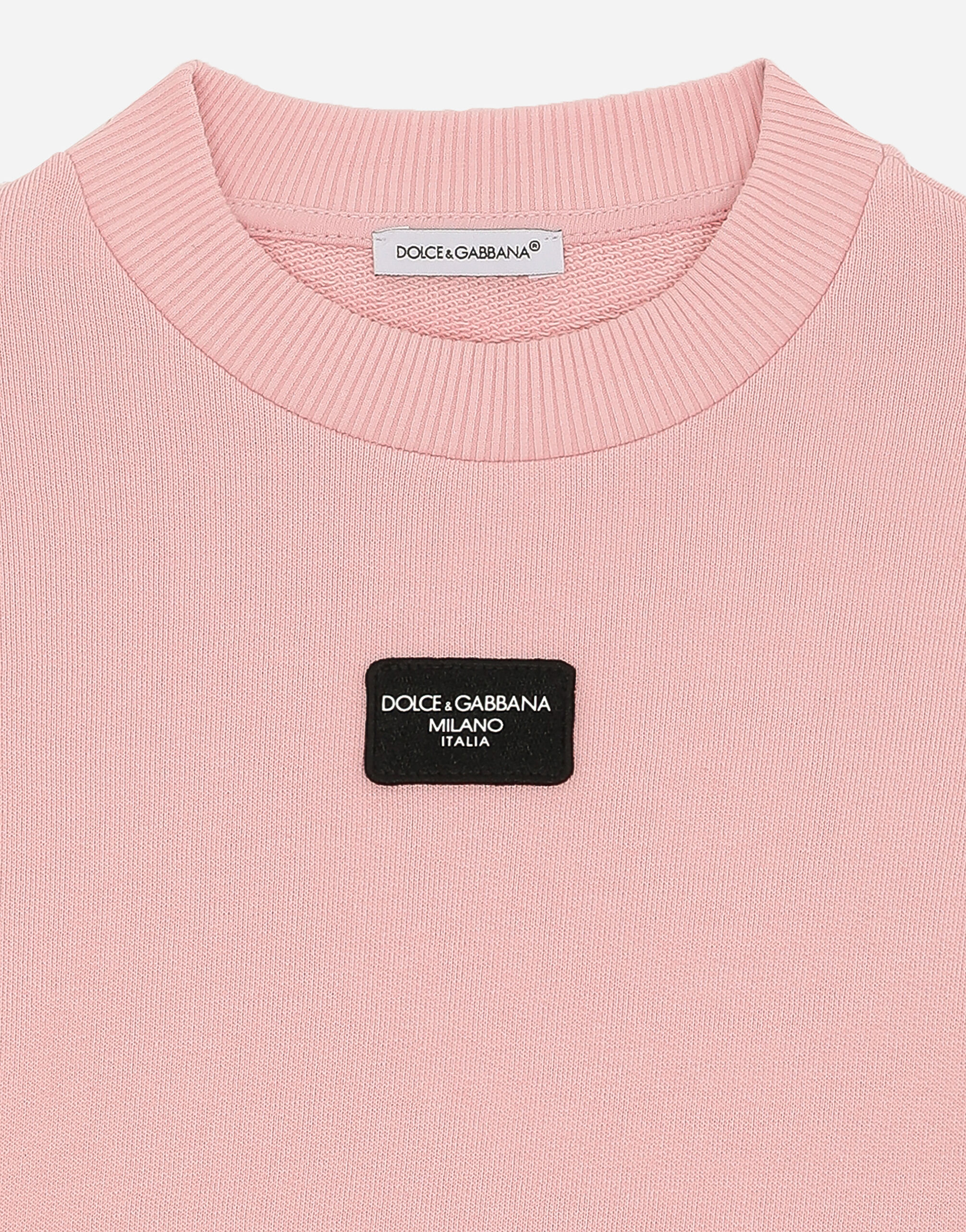 ピンクのガールズ Jersey sweatshirt with logo tag | Dolce&Gabbana®