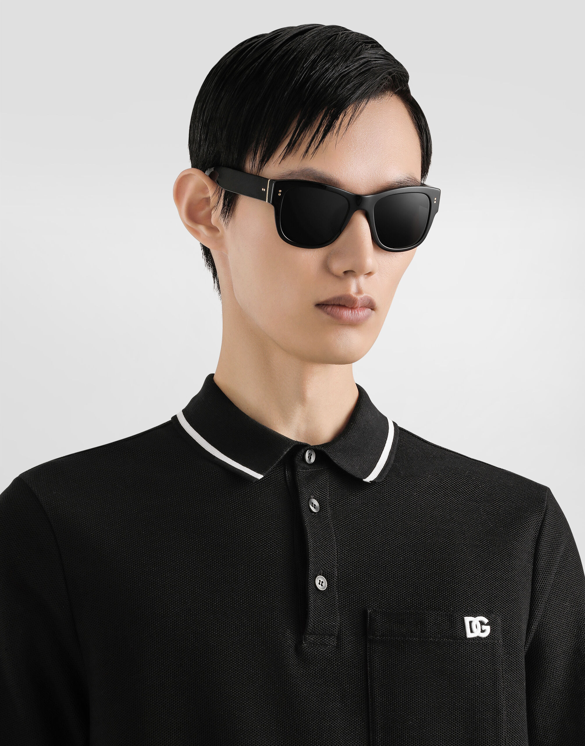 Cotton piqué polo shirt in Black for Men | Dolce&Gabbana® US