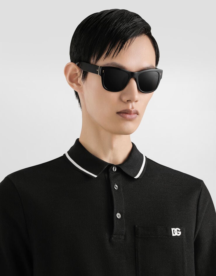 Dolce & Gabbana Polo de piqué de algodón Negro G8SN2ZHU7UT