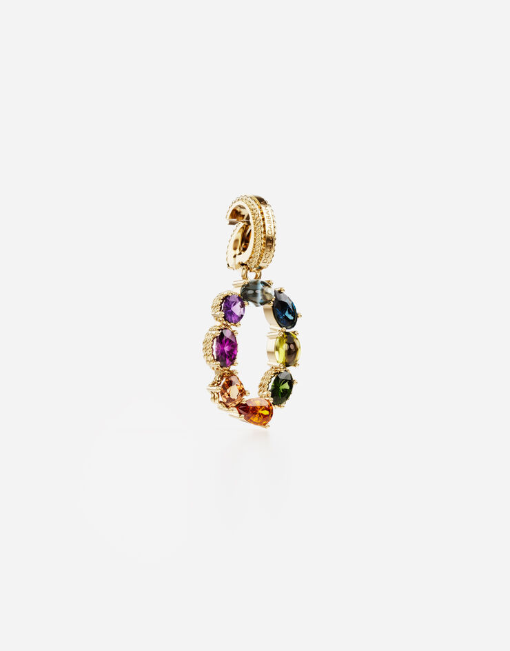 Dolce & Gabbana 18 kt yellow gold rainbow pendant  with multicolor finegemstones representing number 0 Yellow gold WAPR1GWMIX0