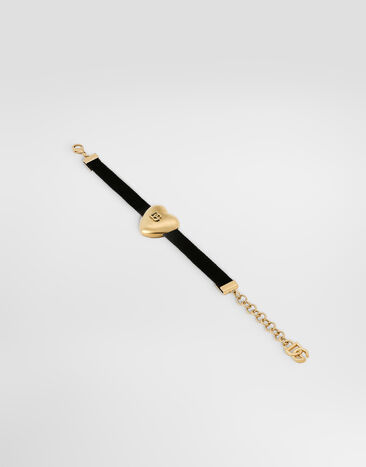 Dolce & Gabbana Velvet bracelet with DG logo heart Multicolor WBQ8S1W1111