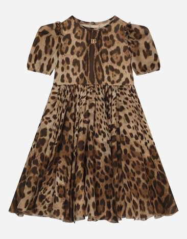 Dolce & Gabbana Abito midi in chiffon stampa leo Stampa animalier L53DF9FS1AR