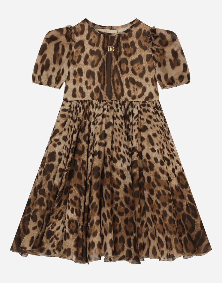 Dolce & Gabbana Midikleid aus Chiffon Leoprint Animal-Print L53DF9FS1AR