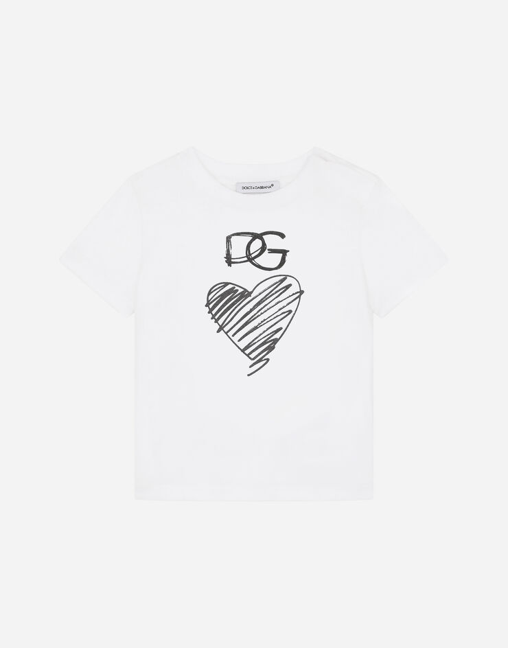 Dolce & Gabbana Jersey T-shirt with DG heart print White L2JTAZG7XEB