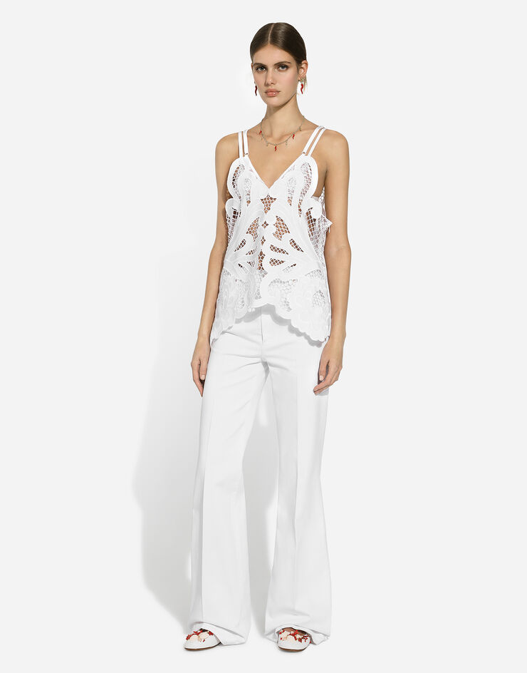 Dolce & Gabbana Top de algodón con bordado cut-out Blanco F7AB6ZGDCJ8