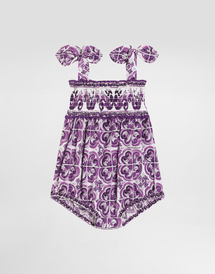 Dolce & Gabbana Majolica-print cotton poplin romper Multicolor L21O84G7EX8