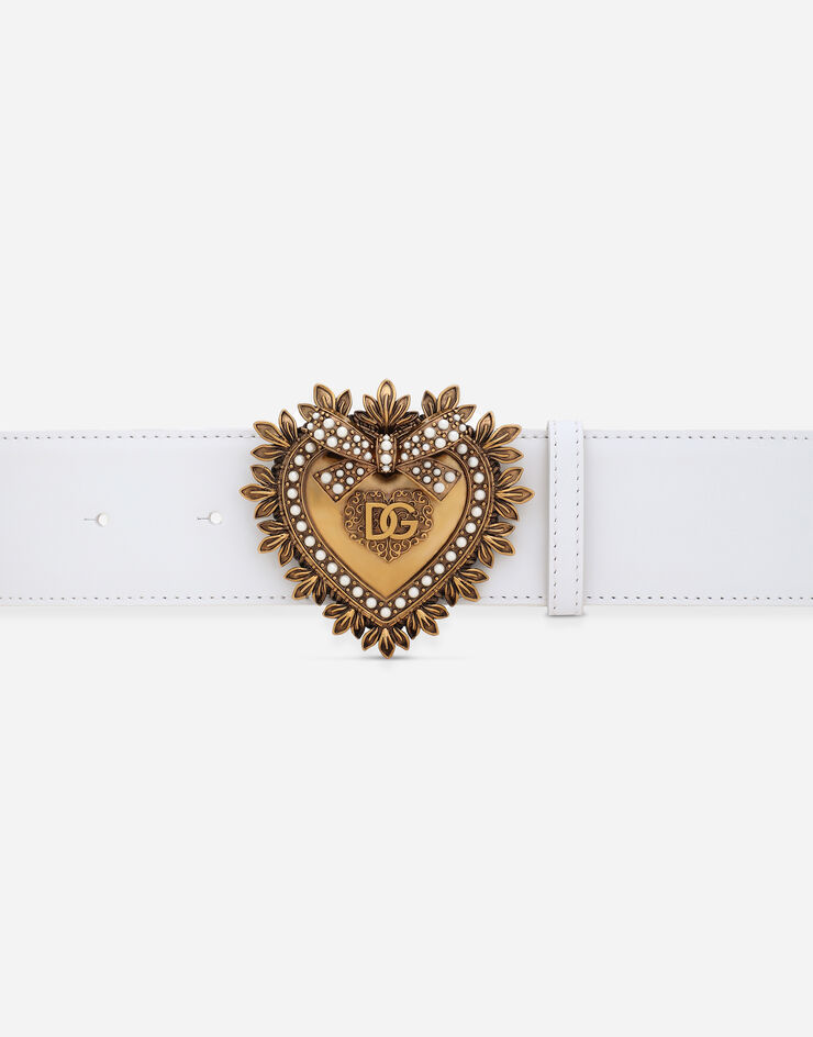 Dolce & Gabbana Cinturón Devotion de cuero Blanco BE1316AK861