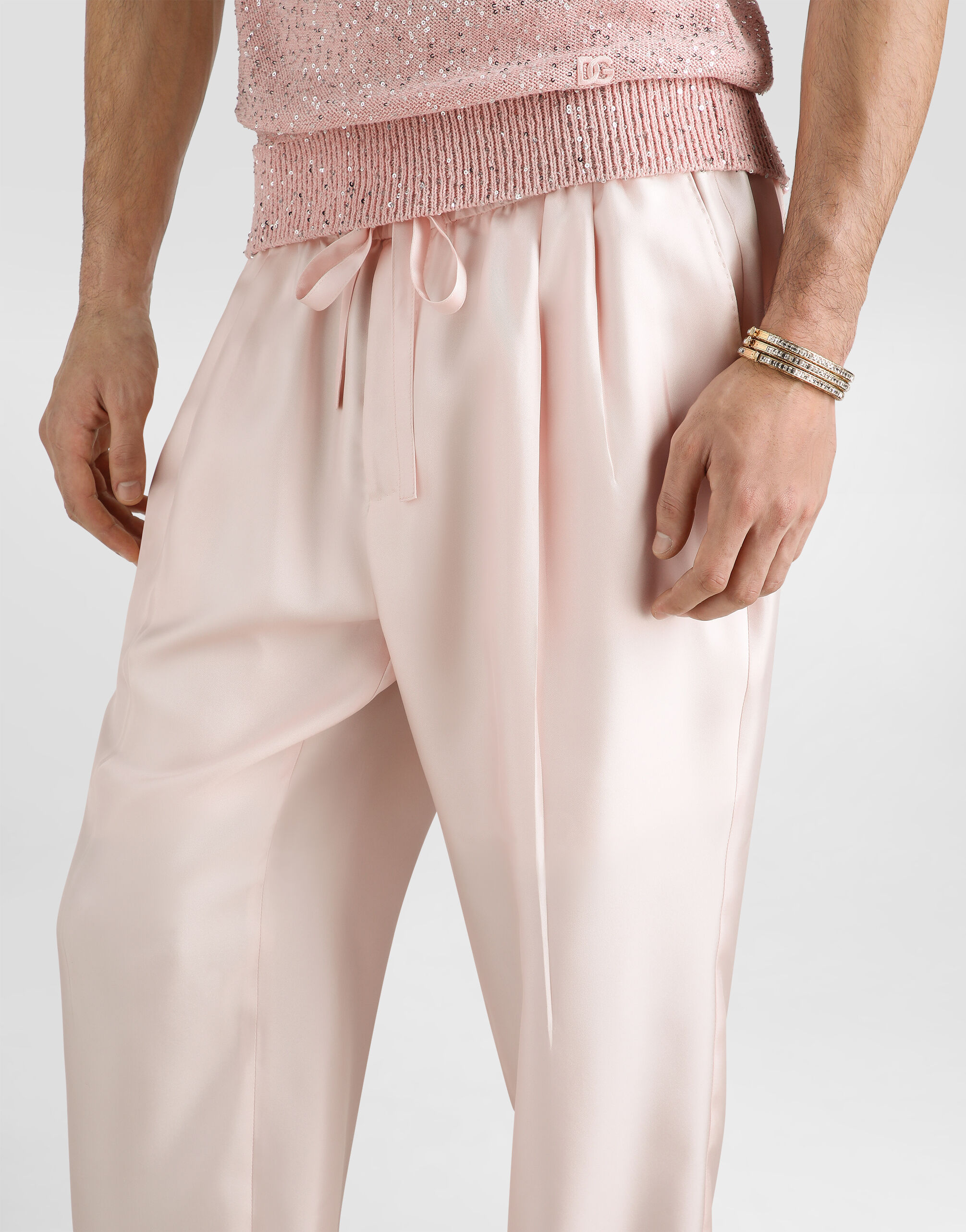 Silk twill jogging trousers - thumbnail 9