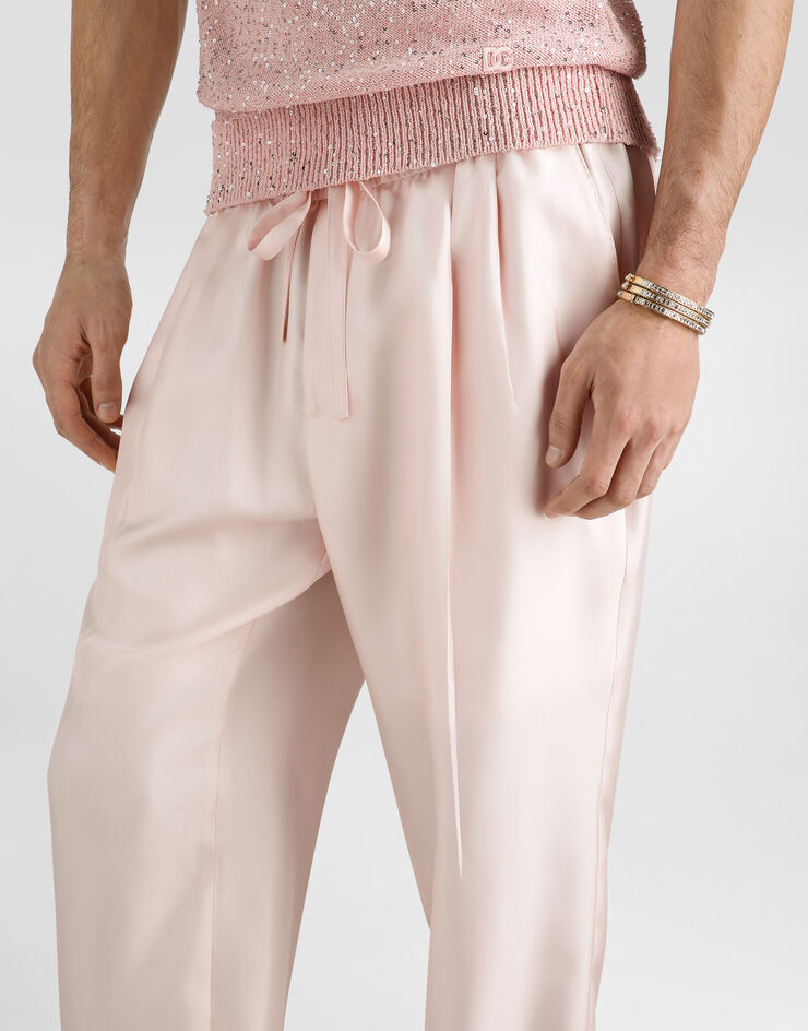 Dolce & Gabbana Silk twill jogging trousers Pink GP12QZFU1XB