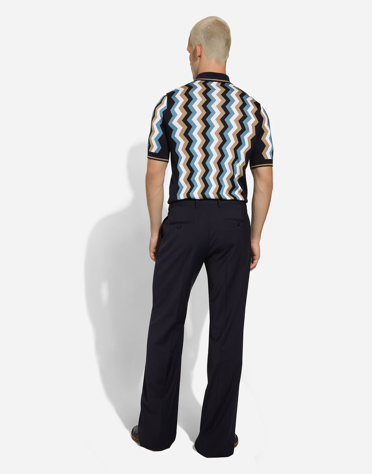 Dolce & Gabbana Short-sleeved polo-shirt with zig-zag inlay Multicolor GXZ02TJBSH1