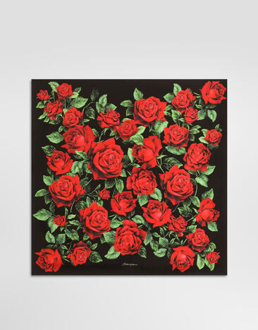 Dolce & Gabbana 90x90 rose-print silk twill scarf Multicolor FN090RGDDW3