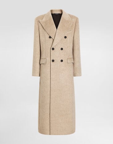 Dolce & Gabbana Long-haired mohair blend double-breasted coat Multicolor G050KTFUZEC