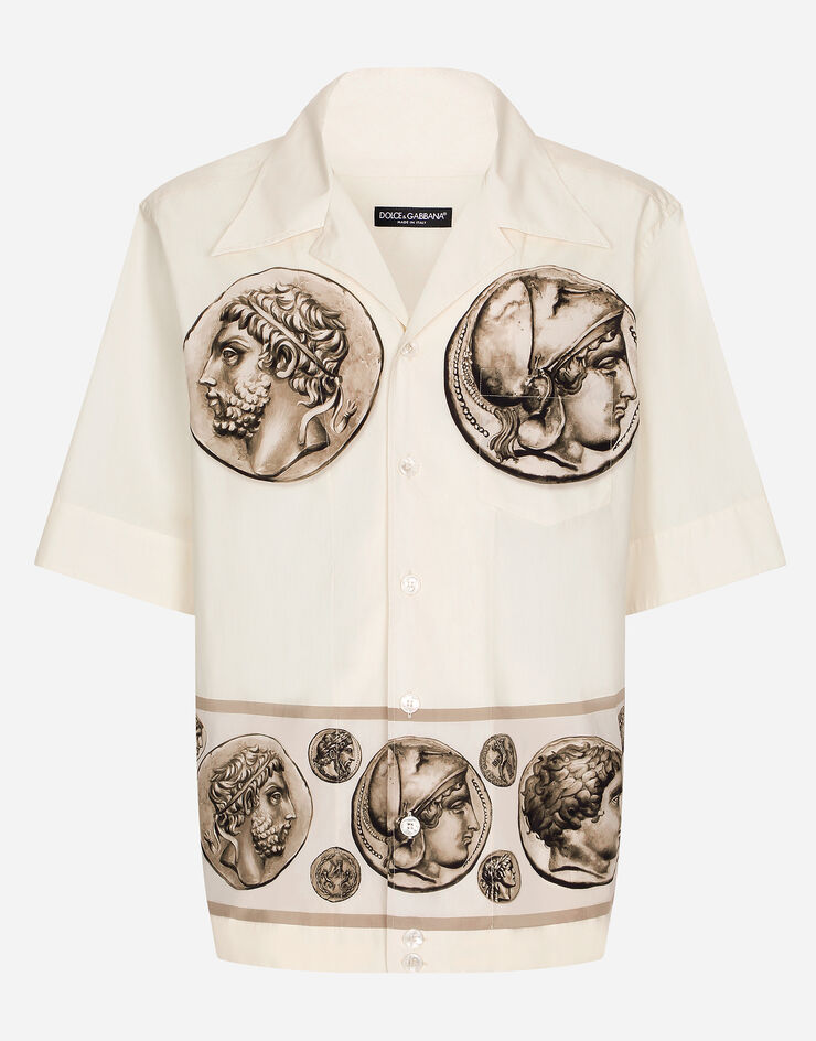 Dolce&Gabbana Coin print poplin Hawaiian shirt White G5LC9TFI5GR