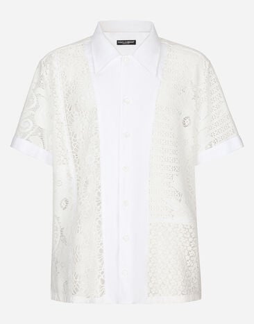 Dolce & Gabbana Camisa Hawaii con aplicaciones de encaje Multicolor G5JU9ZGEZZ3