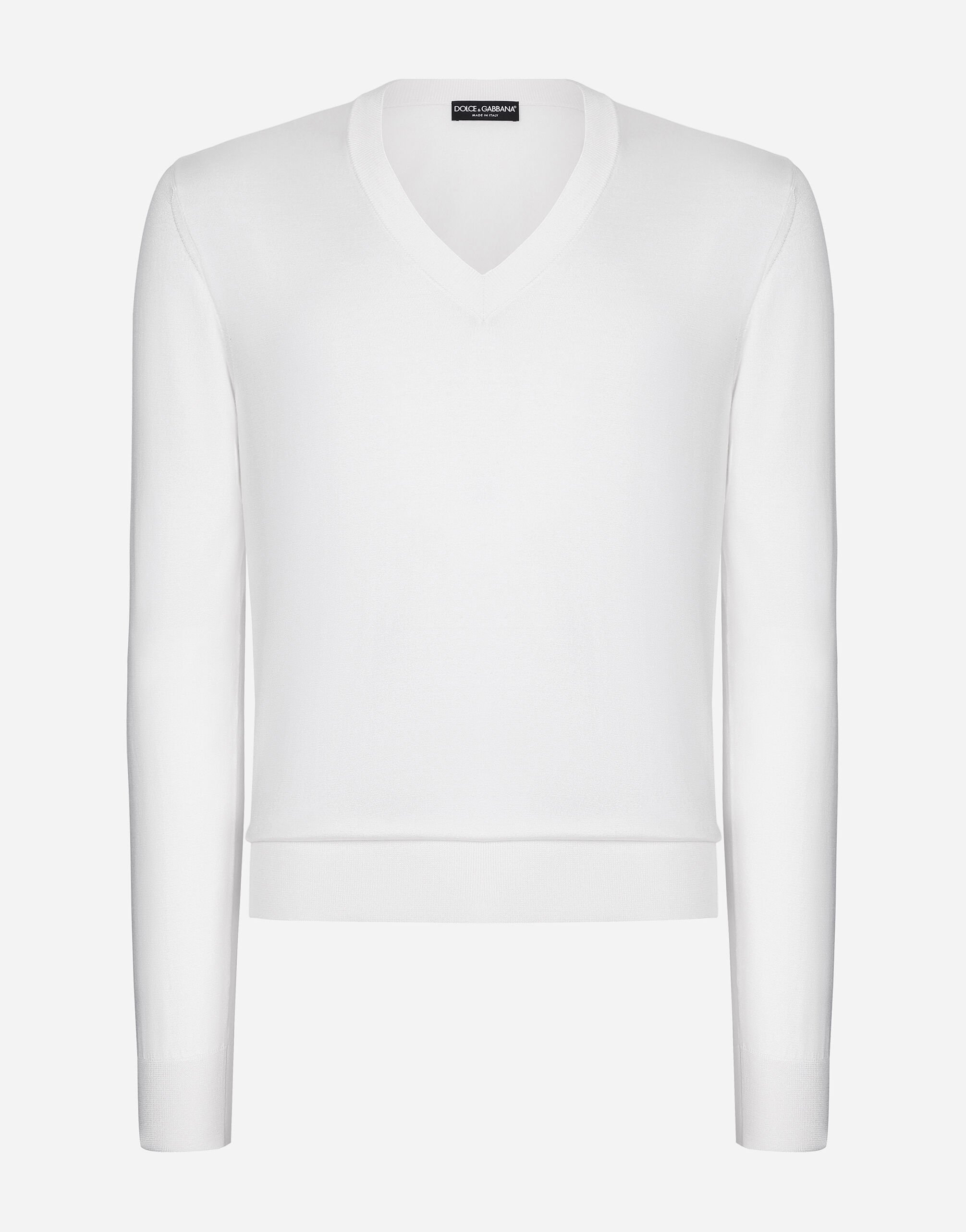 Dolce & Gabbana Silk v-neck sweater Black GXZ38ZJBCDS