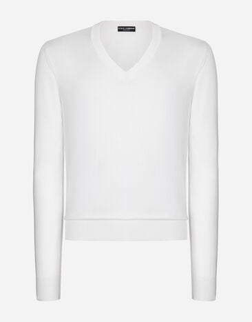 Dolce&Gabbana Silk v-neck sweater Grey GVZ7ATG7KX9