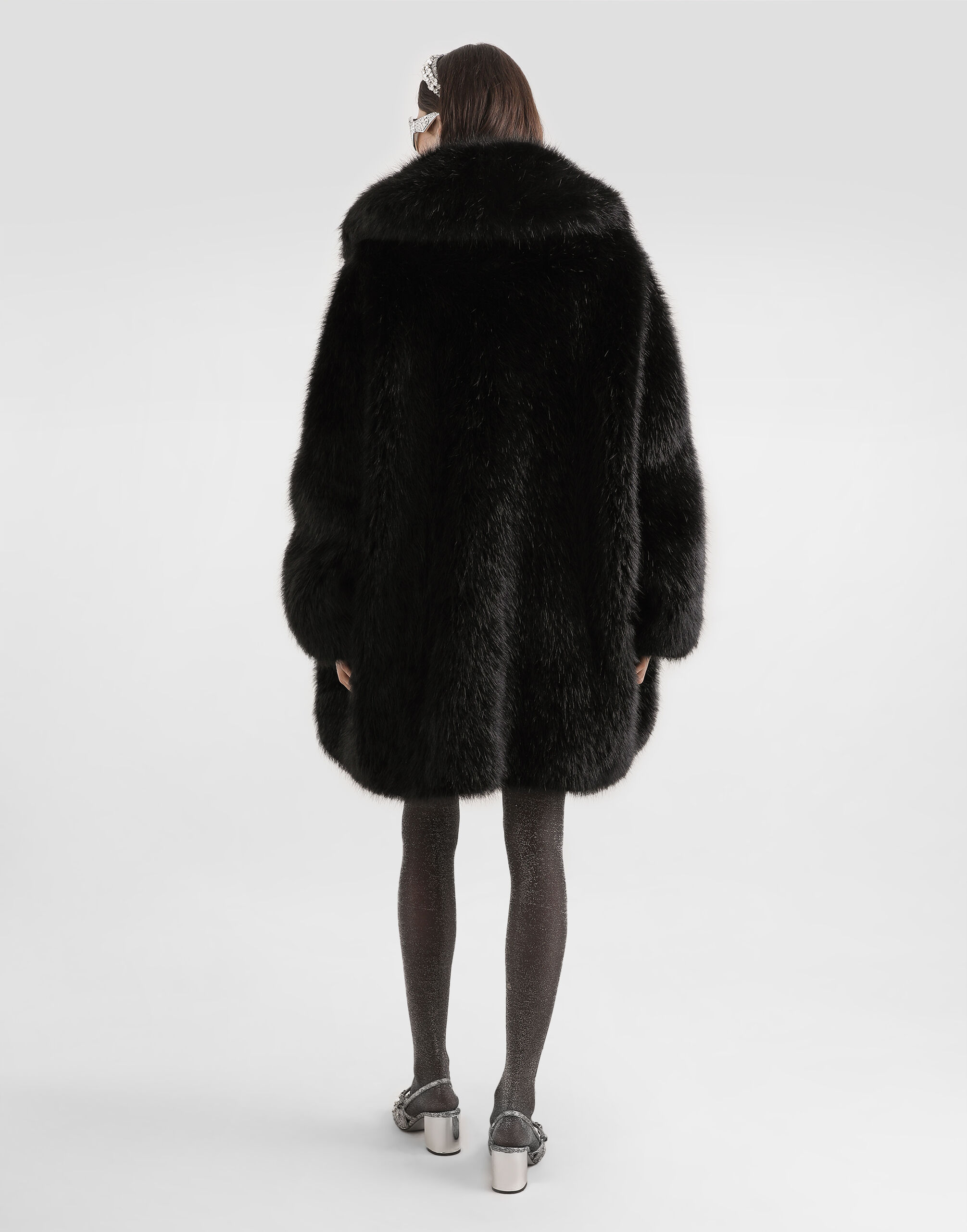 Fur-effect coat in Black for Women | Dolce&Gabbana® US