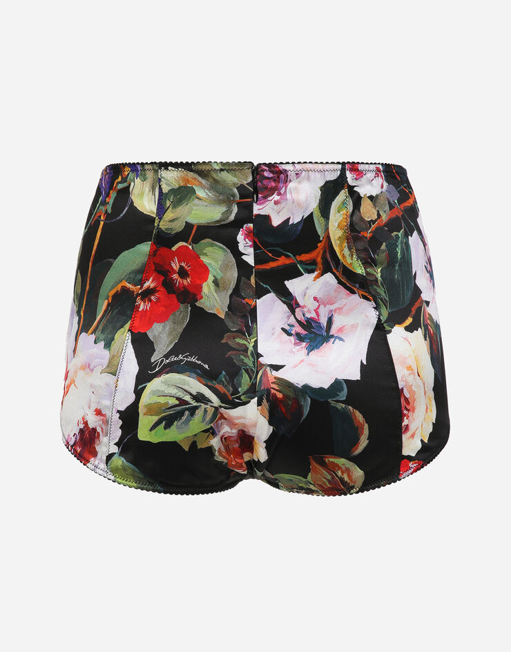 Dolce & Gabbana Satin high-waisted panties with rose garden print Print O2A18TFSA59
