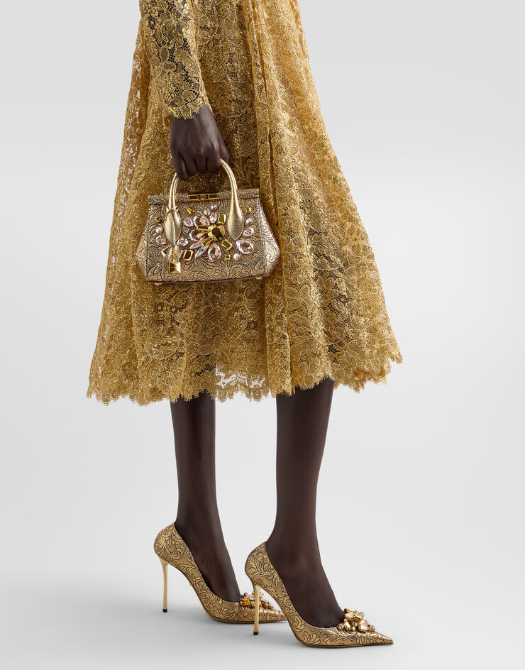 Dolce & Gabbana Day mini Marlene handbag in brocade with embroidery Gold BB7744A0849