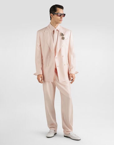 Dolce & Gabbana Veste Sicilia Light en sergé de soie avec boutonnage croisé Pink G2VD4TFU1XB