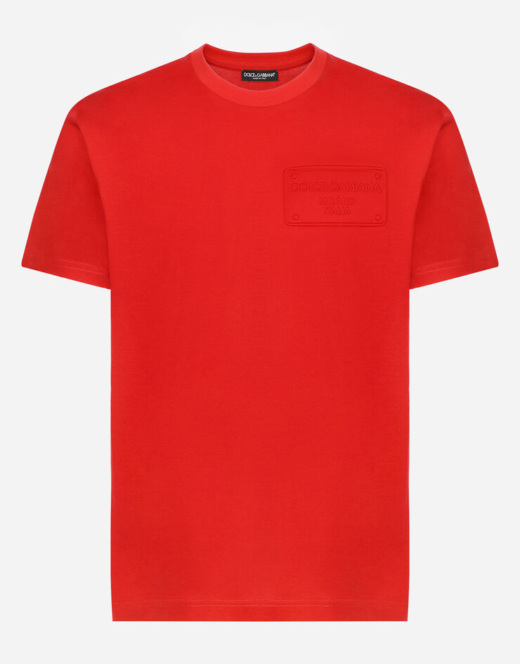 Tshirt with embossed Dolce&Gabbana tag in Red for Dolce&Gabbana®