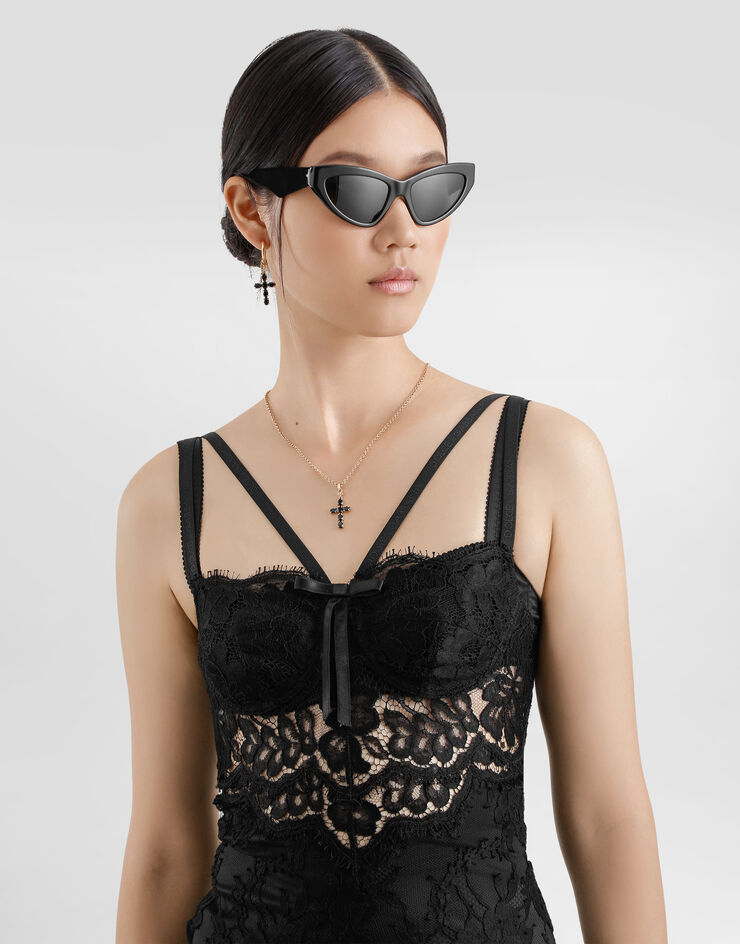 Dolce & Gabbana 브라 디테일 샹티이 레이스 미니드레스 블랙 F6JSXTHLMQJ
