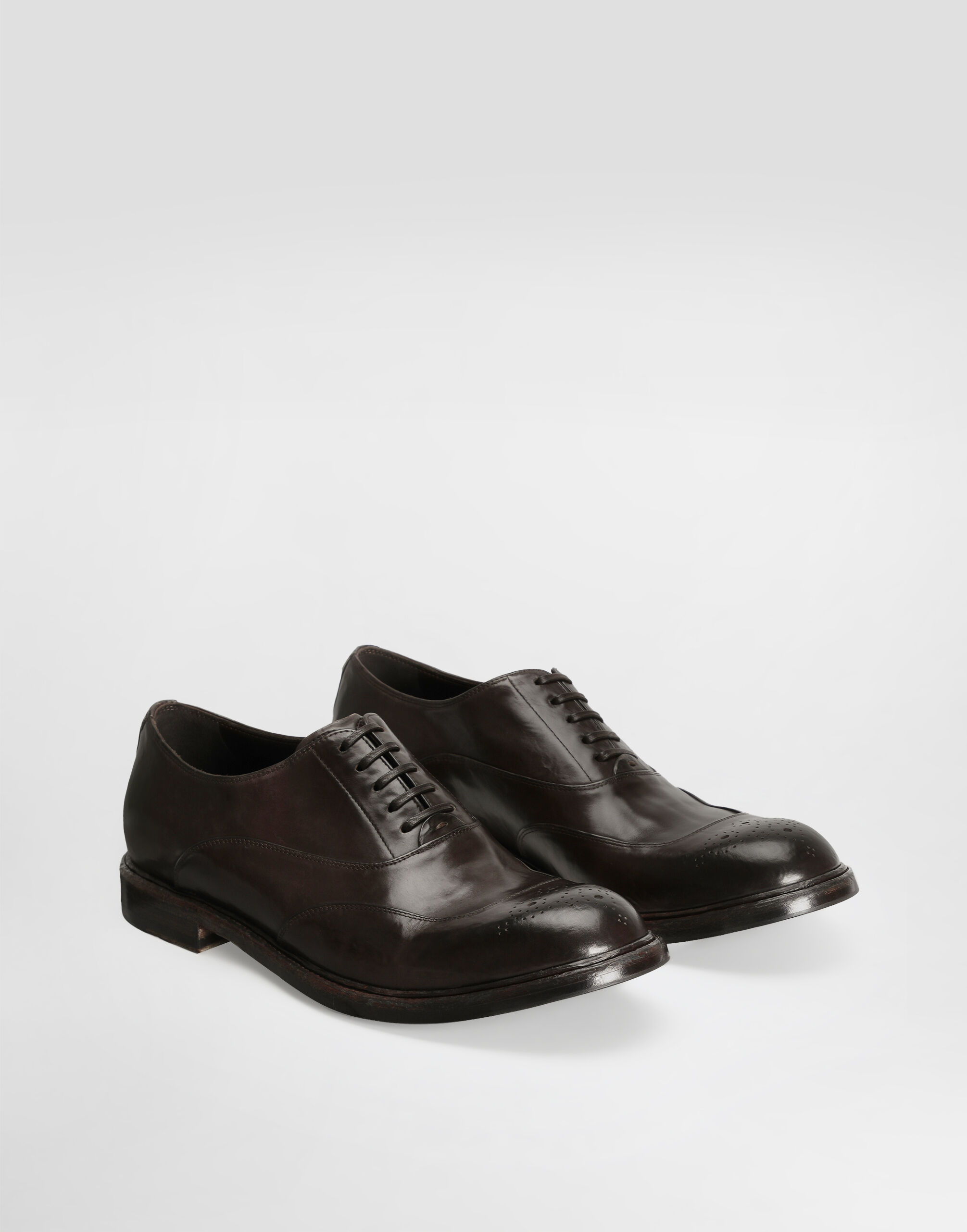 Washed calfskin laced shoes in Brown for Men | Dolce&Gabbana® US
