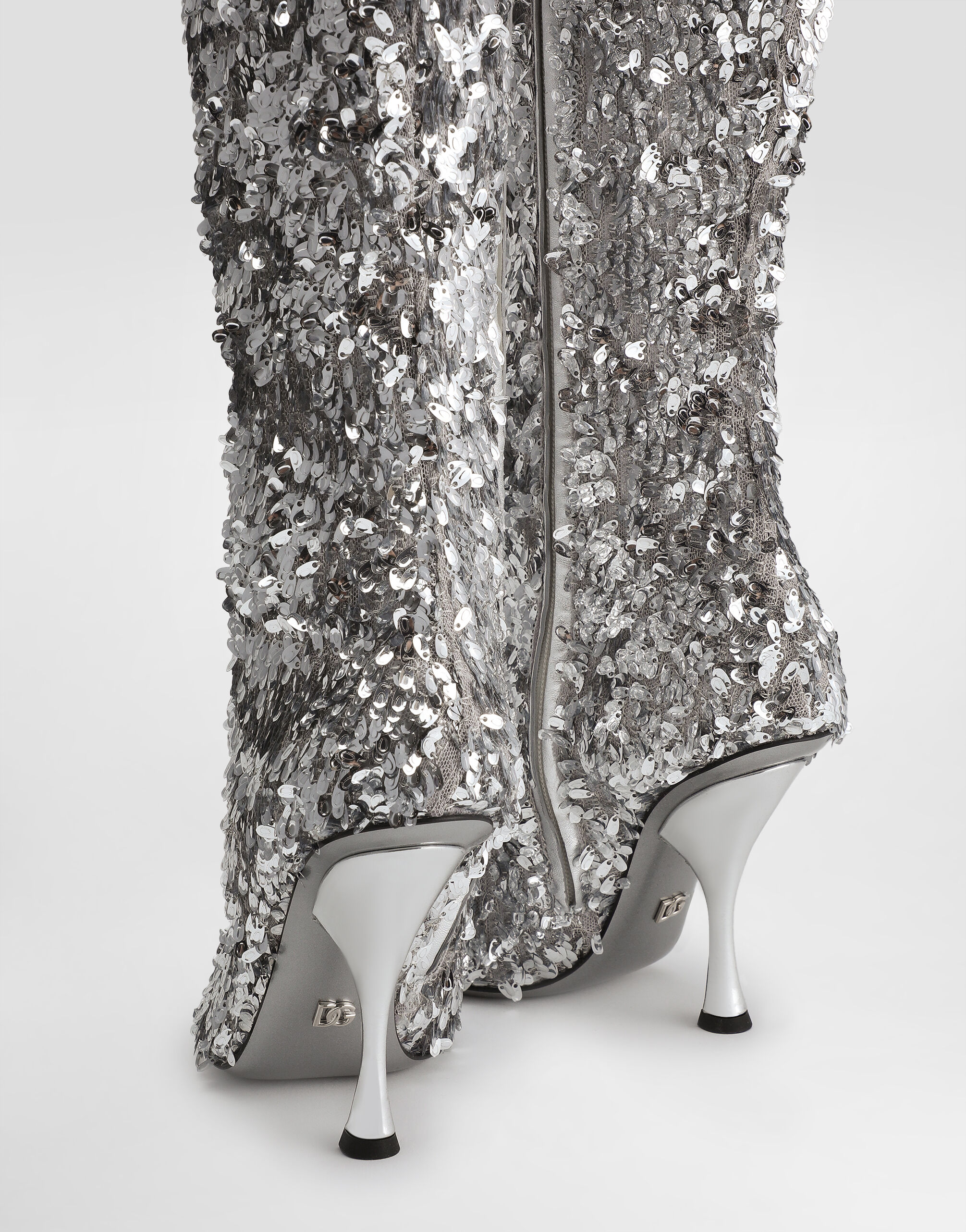 Dolce&Gabbana シルバーラメ ショートブーツ D&G ドルガバ Drop sequin boots in Silver for Women | Dolce&Gabbana® US
