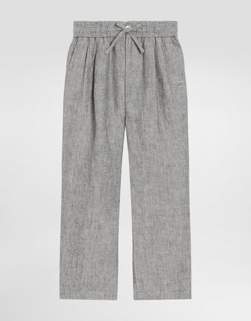 Dolce & Gabbana Jogging trousers in washed linen canvas Grey L44P89FU4MF