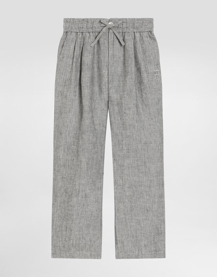 Dolce & Gabbana Jogging trousers in washed linen canvas Grey L44P89FU4MF