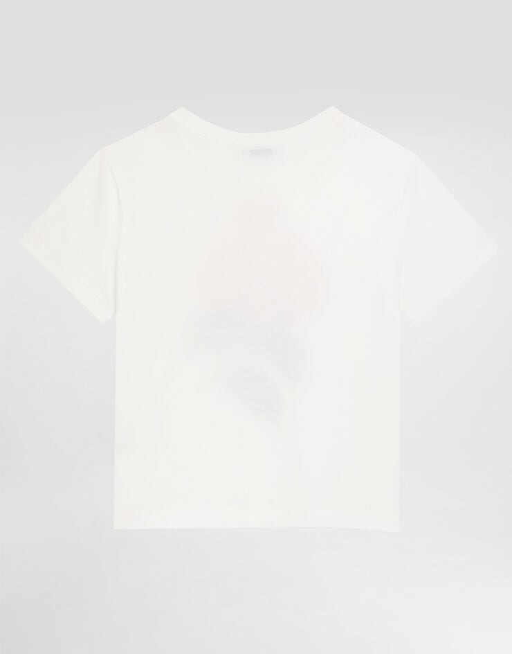 Dolce & Gabbana Jersey t-shirt with print and DG logo White L5JTNKG7P1G