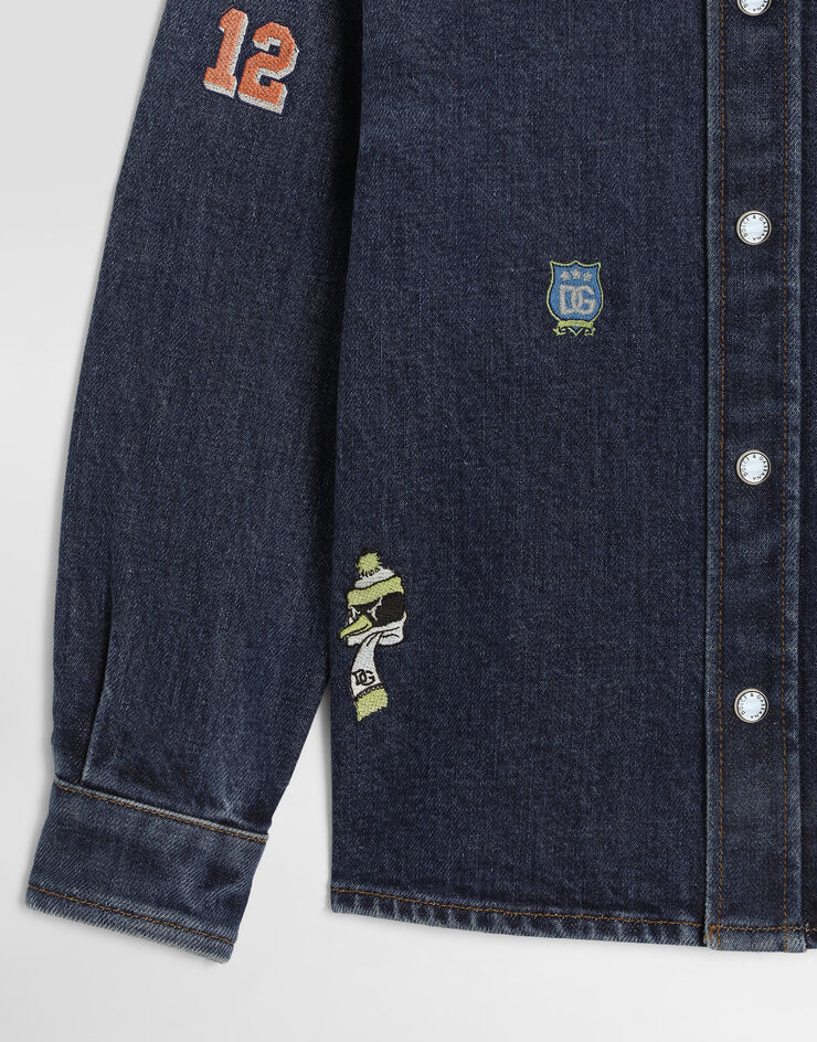 Dolce & Gabbana 데님 셔츠 자수 장식  L45S00LDD96