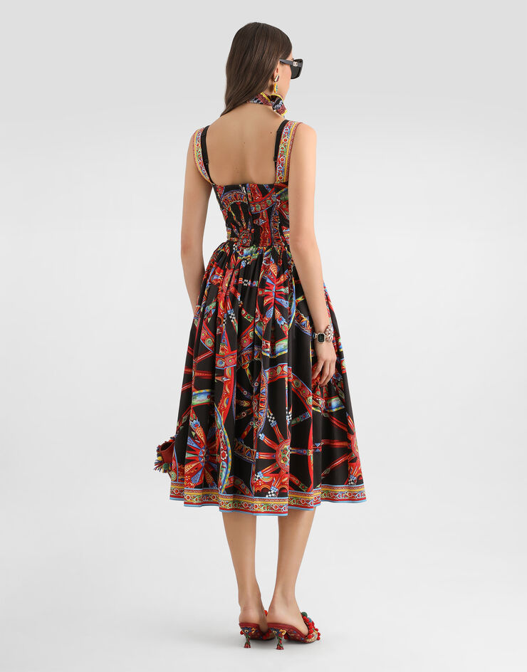 Dolce & Gabbana Carretto-print poplin long dress Multicolor F615YTGDDTF