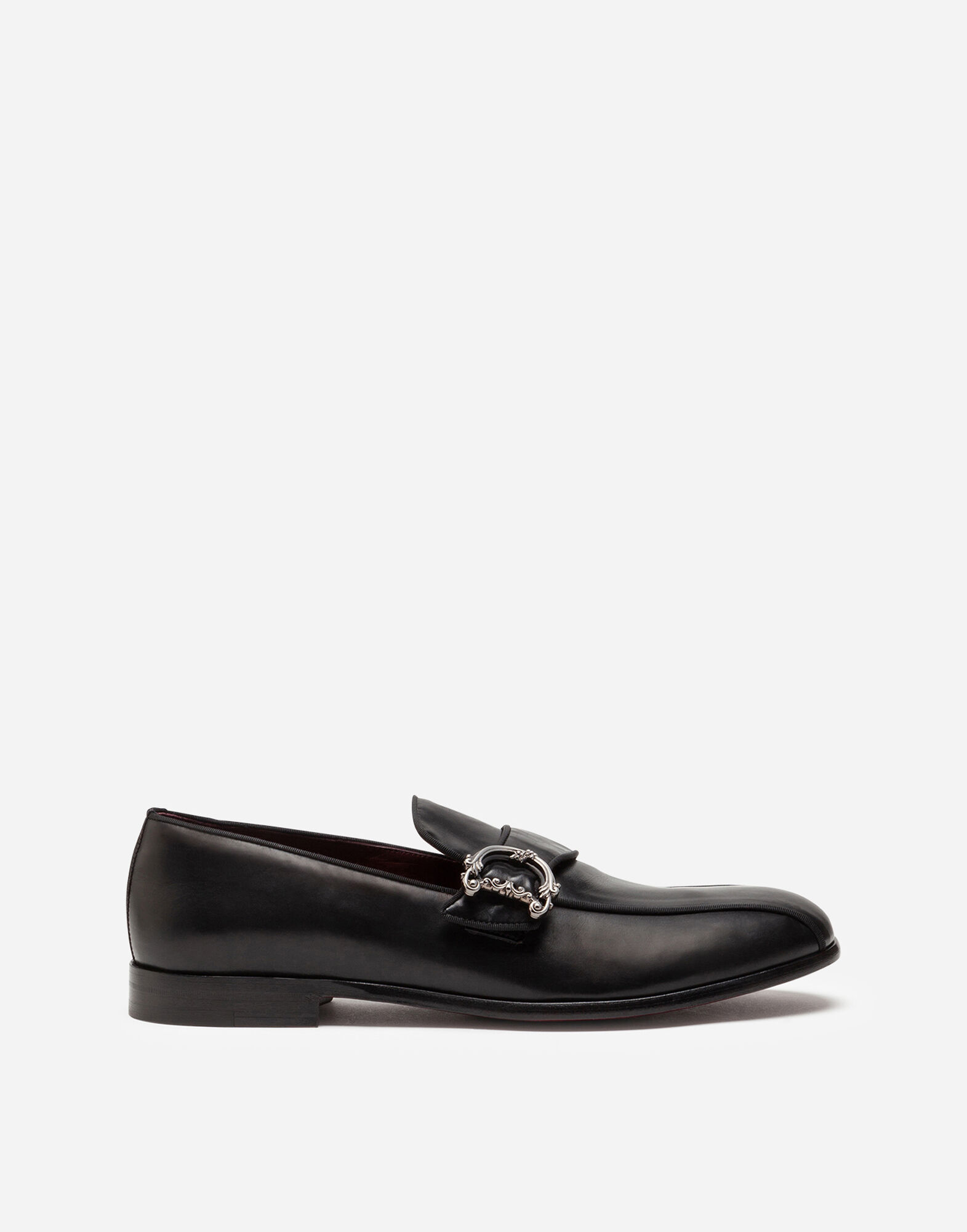 Calfskin loafers with DG logo in BLACK for Men | Dolce&Gabbana®