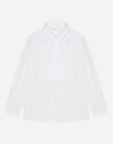 Dolce & Gabbana قميص بوبلين بتفاصيل من الجهة الأمامية مطبعة L4JTHQG7L7H