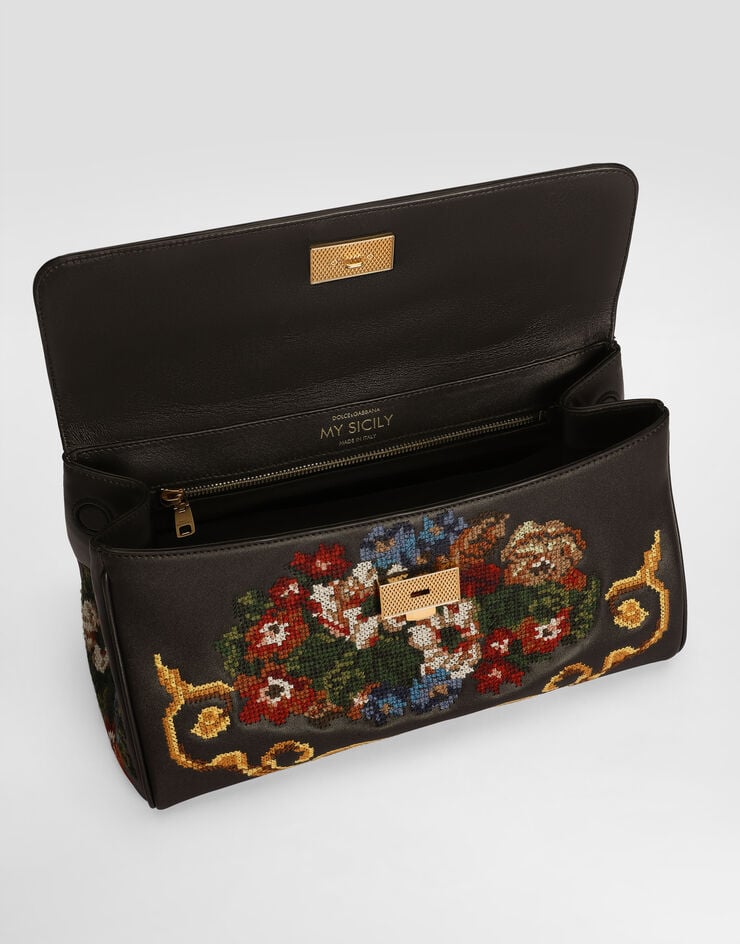 Dolce & Gabbana 미디엄 My Sicily 핸드백 파인 스티치 자수 장식 Dolce & Gabbana 미디엄 My Sicily 핸드백 파인 스티치 자수 장식 멀티 컬러 BB7782B3T62