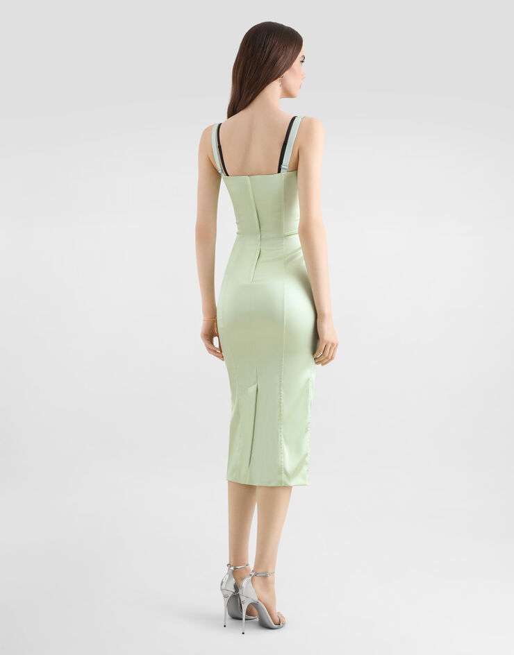 Dolce & Gabbana فستان من ساتان مطاطي Green F6DIHTFURAD
