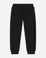 Dolce & Gabbana Jersey jogging pants with flocked logo Black L4JTEYG7K8Z