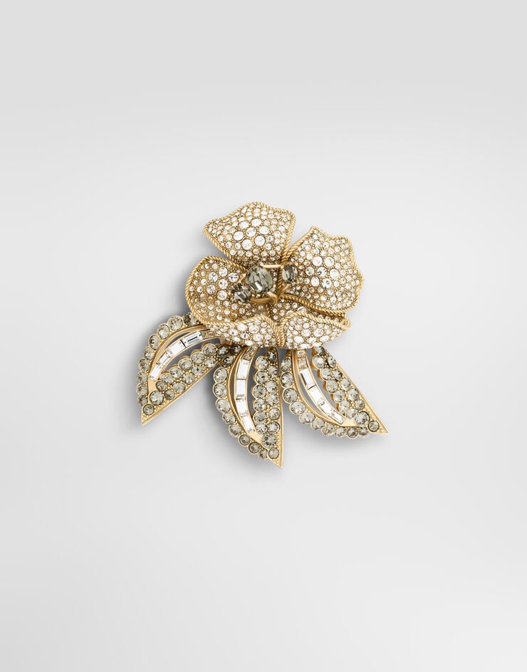 Dolce & Gabbana Flower brooch with rhinestones Gold WPS6S1W1111