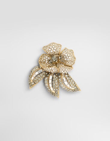 Dolce & Gabbana Flower brooch with rhinestones Dolce & Gabbana Flower brooch with rhinestones Gold WPS6S1W1111