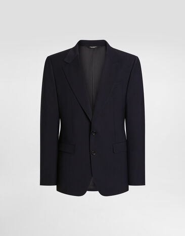 Dolce & Gabbana Single-breasted taormina wool canvas jacket Blue G2VK7TFURK8