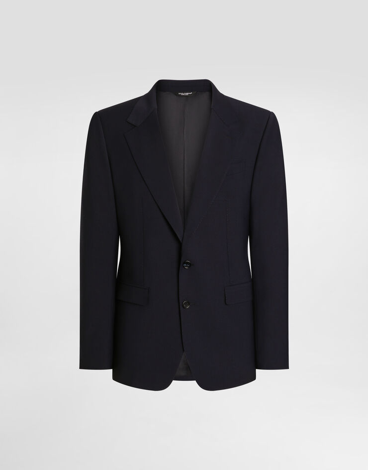 Dolce & Gabbana Single-breasted taormina wool canvas jacket Blue G2VK7TFURK8