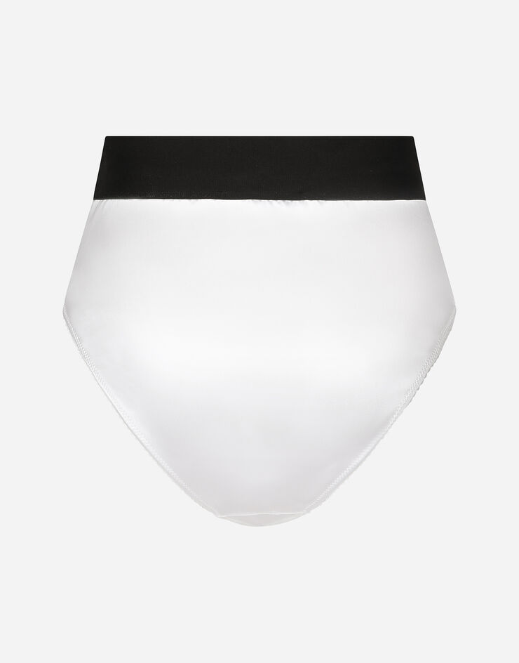 Dolce & Gabbana High-waisted satin briefs with branded elastic White O2C97TFURAD