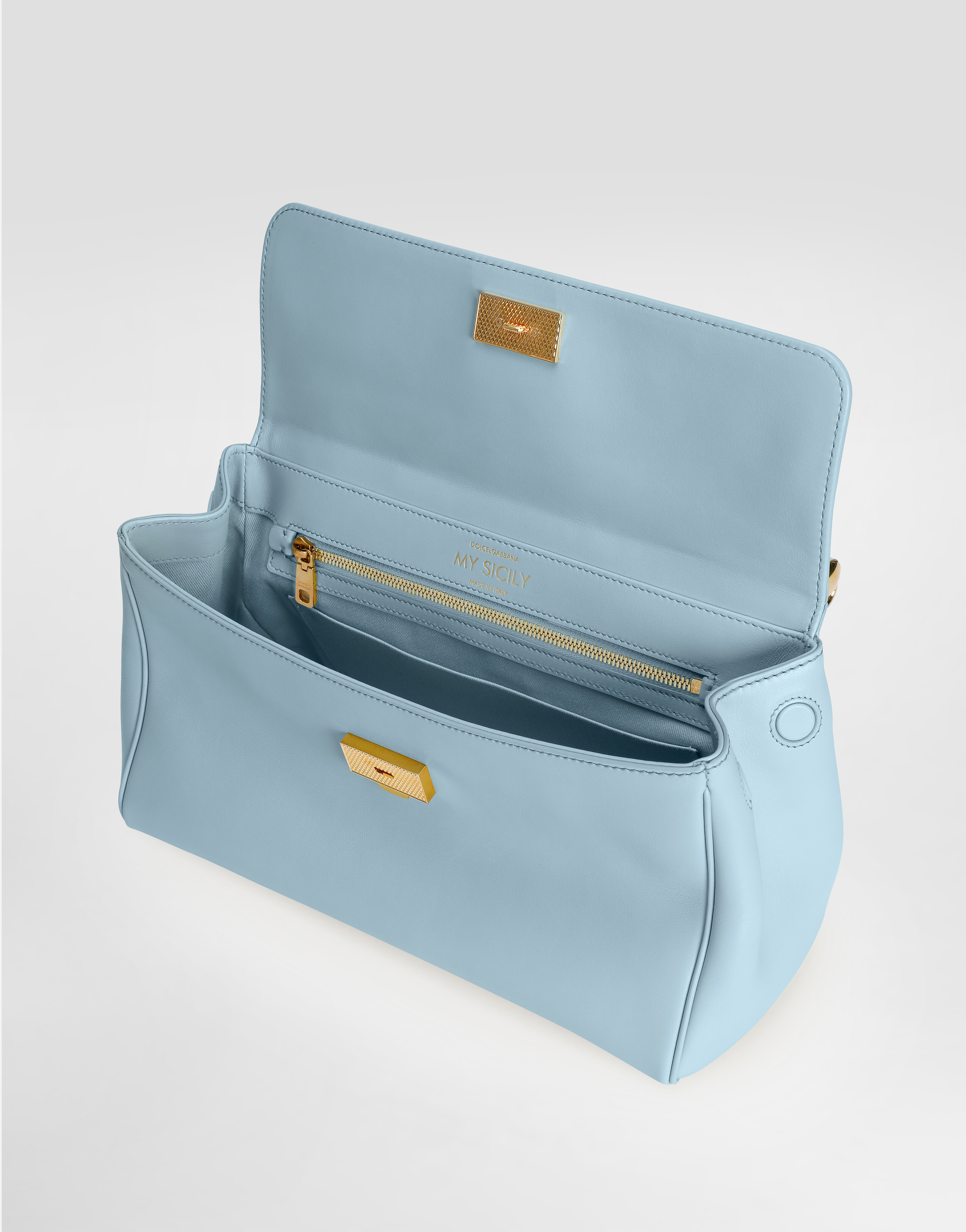 Medium My Sicily handbag in plongé calfskin in Azure for Women