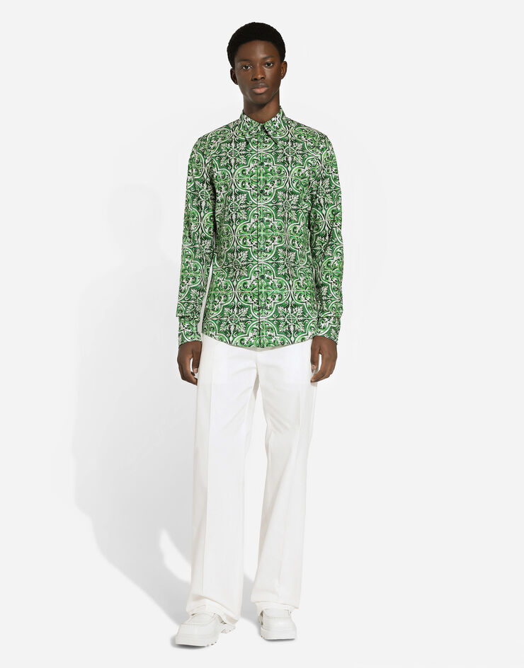 Straight-leg cotton gabardine pants in White for Men | Dolce&Gabbana® US