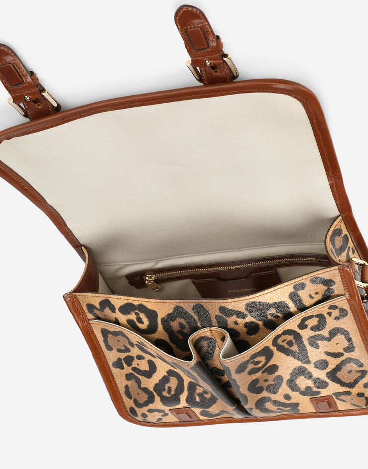 Dolce & Gabbana Leopard-print Crespo messenger bag with branded plate Multicolor BB6817AW384